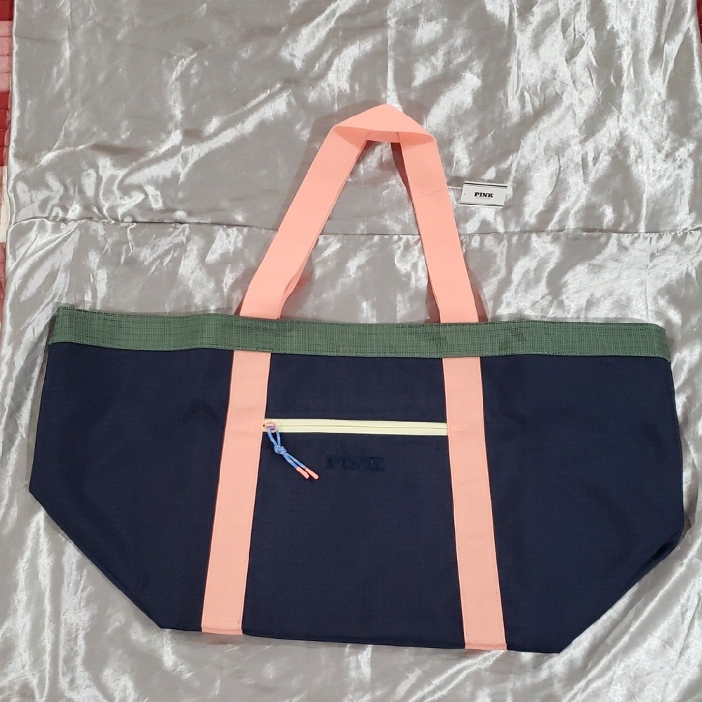 Pink and Navy Tote Bag